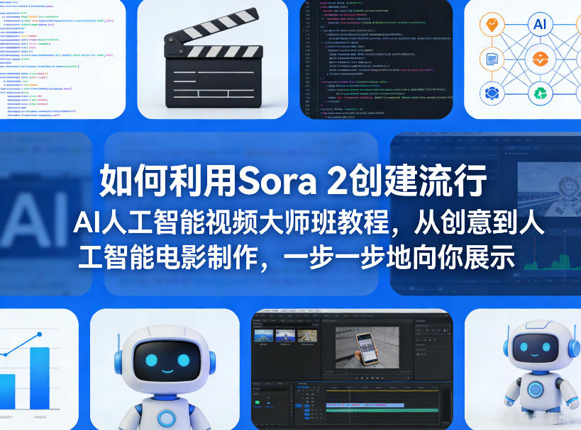如何利用Sora 2创建流行AI人工智能视频大师班教程，从创意到人工智能电影制作，一步一步地向你展示-副业终点站