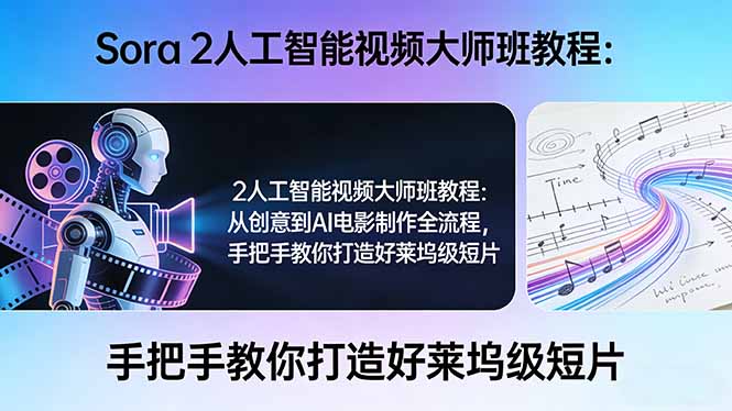 Sora 2人工智能视频大师班教程：从创意到AI电影制作全流程，手把手教你打造好莱坞级短片-副业终点站