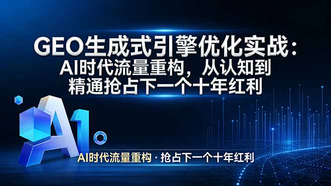 GEO 生成式引擎优化实战：AI时代流量重构，从认知到精通抢占下一个十年红利-副业终点站