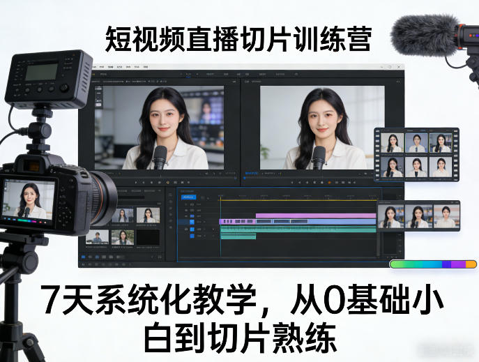 短视频直播切片训练营，7天系统化教学，从0基础小白到切片熟练-副业终点站
