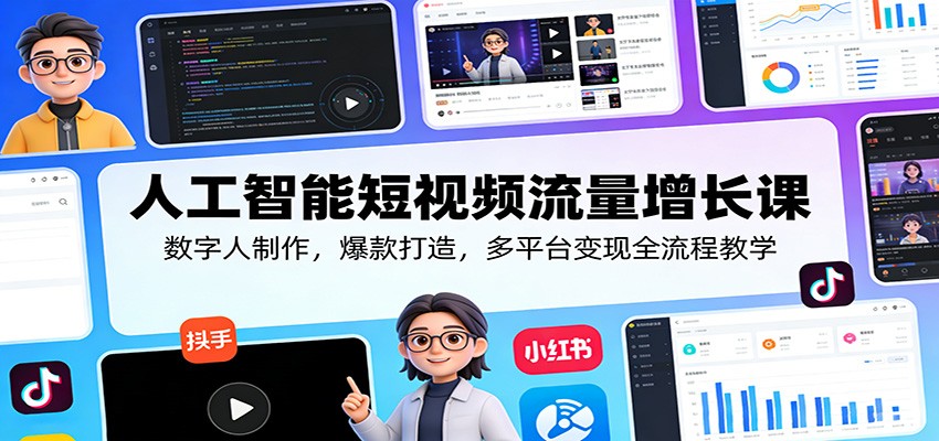 人工智能短视频流量增长课：数字人制作，爆款打造，多平台变现全流程教学-副业终点站