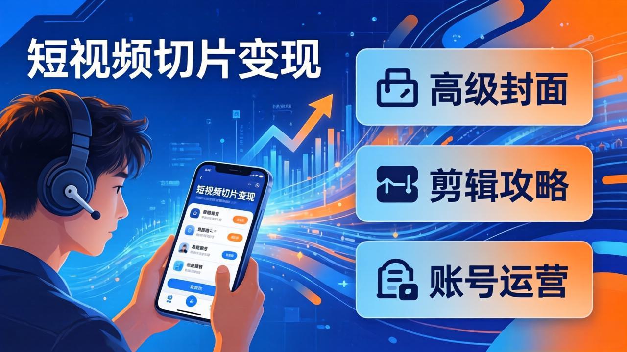 短视频切片变现速成班2.0：高级封面+剪辑攻略+账号运营，0基础小白快速入局副业-副业终点站