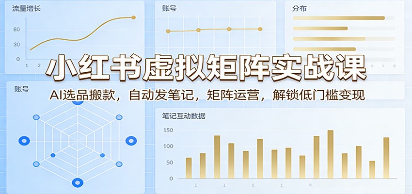 小红书虚拟矩阵实战课：AI选品搬款，自动发笔记，矩阵运营，解锁低门槛变现-副业终点站