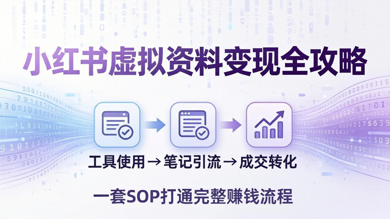 小红书虚拟资料变现全攻略:从工具使用到笔记引流成交,一套 SOP 打通完整赚钱流程-副业终点站