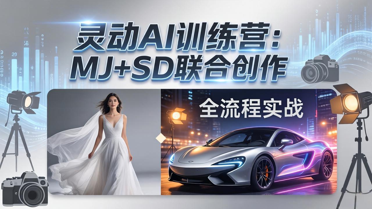 灵动AI训练营-3.0课程:MJ+SD联合创作,从婚纱大片到汽车广告,摄影后期全流程实战-副业终点站