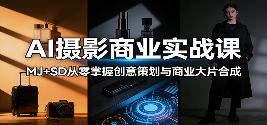 AI摄影商业实战课：MJ+SD从零掌握创意策划与商业大片合成-副业终点站