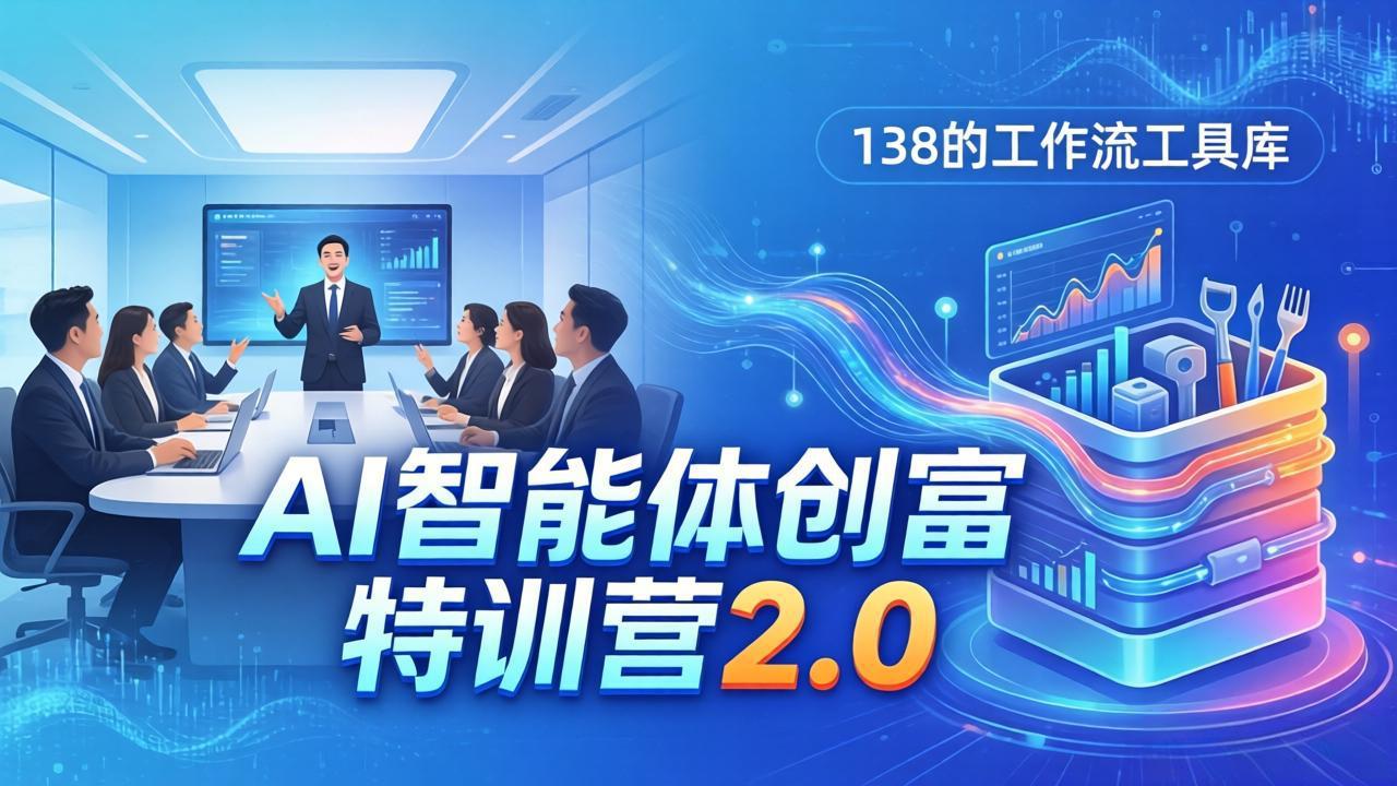 AI智能体创富训练营2.0:3天闭门直播+视频课+工具库,从0到1搭建智能体附138个工作流-副业终点站