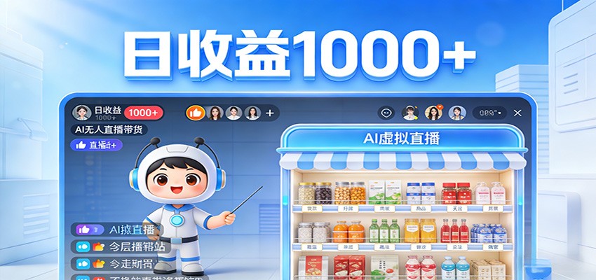 不用露脸不用说话，24小时自动卖货赚钱，全天自动直播，收益看得见-副业终点站