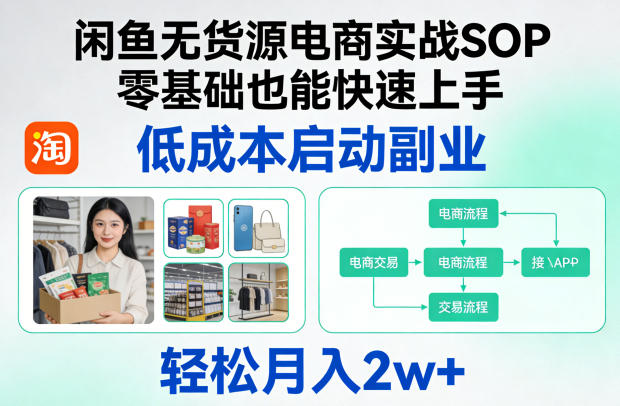 闲鱼无货源电商实战SOP，零基础也能快速上手，低成本启动副业，轻松月入2w+-副业终点站