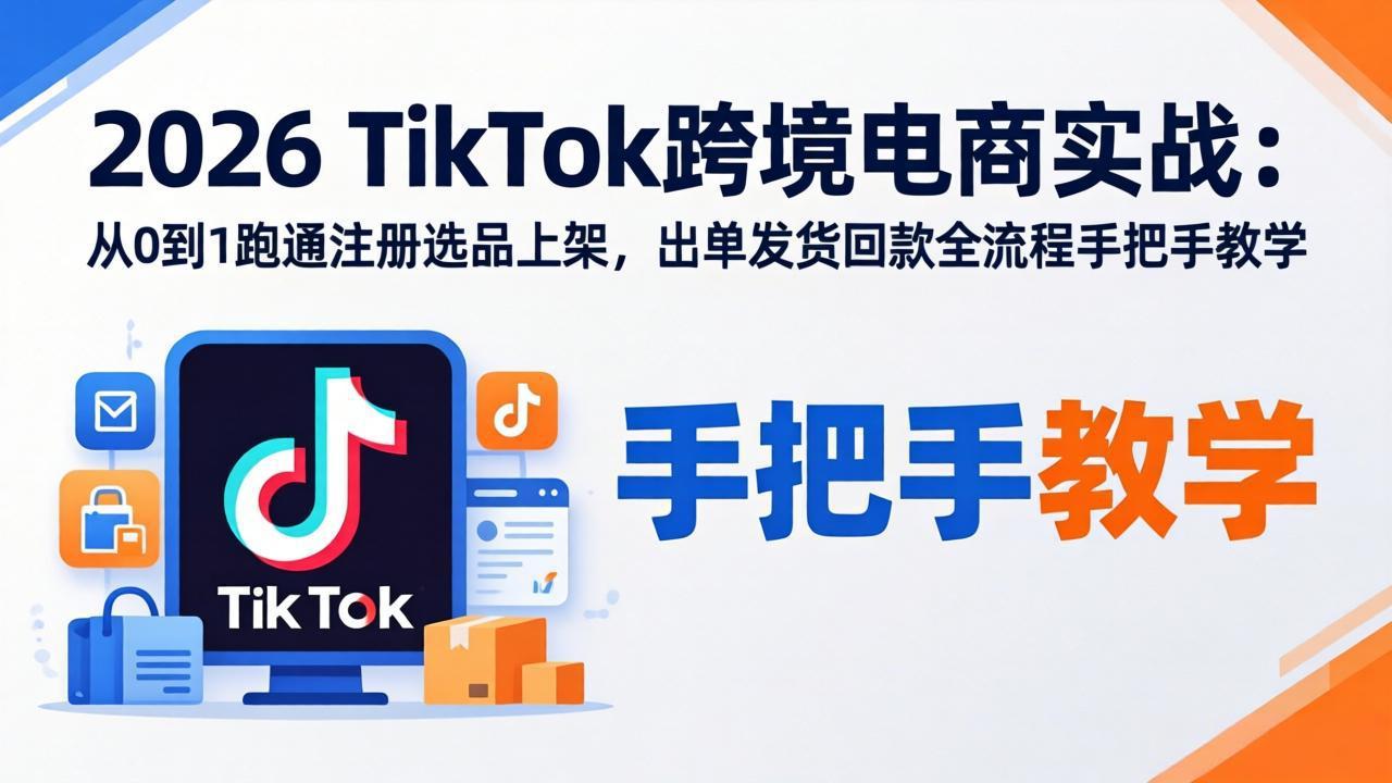 2026TikTok跨境电商实战：从0到1跑通注册选品上架，出单发货回款全流程手把手教学-副业终点站