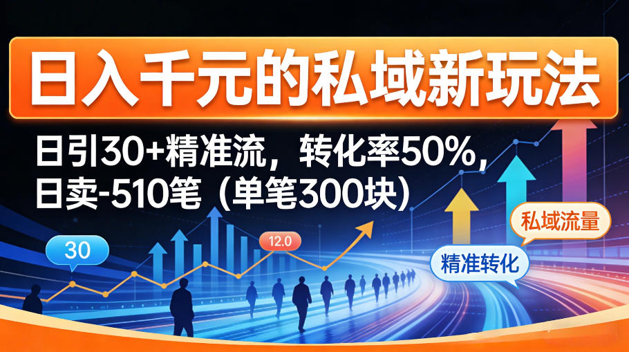 日入千米的私域新玩法：日引30＋精准流，转化率50%，日卖5-10笔(单笔300米)-副业终点站