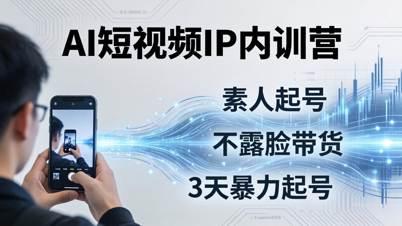 2026AI短视频IP内训营：从素人起号到不露脸带货，3天暴力起号全流程拆解-副业终点站