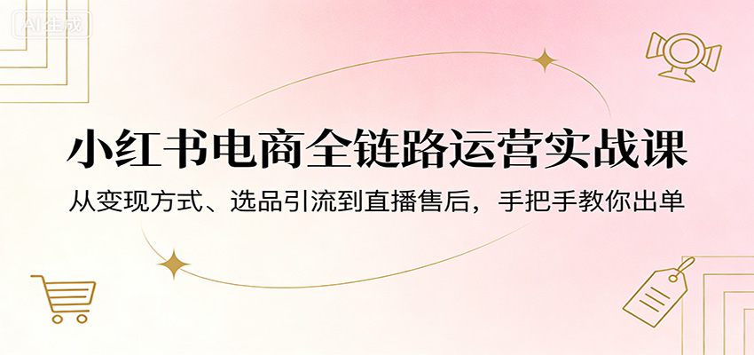 小红书电商全链路运营实战课：从变现方式、选品引流到直播售后，手把手教你出单-副业终点站