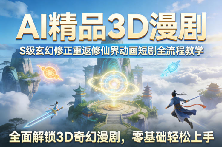 AI精品3D漫剧S级玄幻修正重返修仙界动画短剧全流程教学，全面解锁3D奇幻漫剧，零基础轻松上手-副业终点站