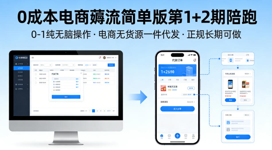 0成本电商薅流简单版第1+2期陪跑，0-1纯无脑操作，电商无货源一件代发，正规长期可做-副业终点站