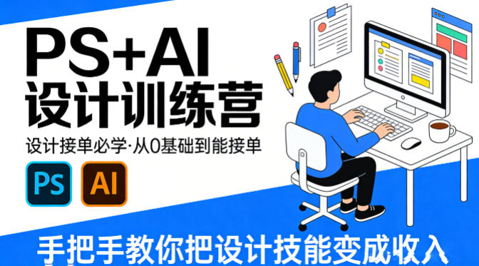 设计接单必学，PS+AI设计训练营，从0基础到能接单，手把手教你把设计技能变成收入-副业终点站