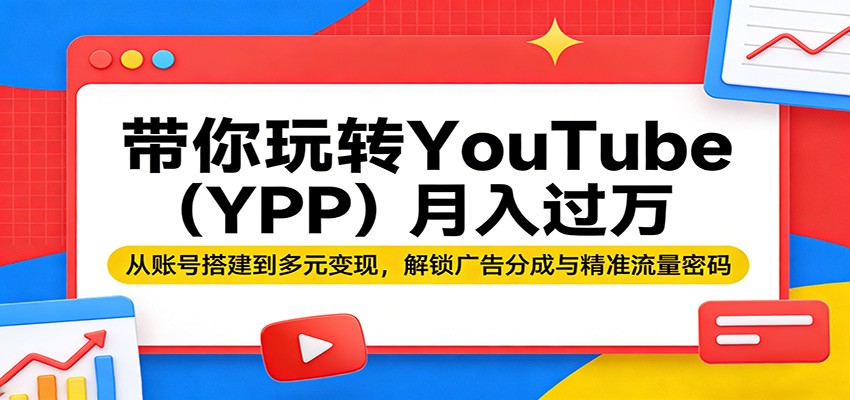 带你玩转YouTube(YPP)月入过万：从账号搭建到多元变现，解锁广告分成与精准流量密码-副业终点站