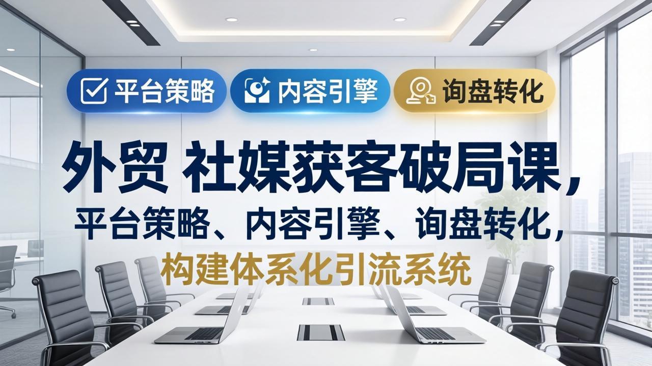 外贸 社媒获客破局课,平台策略、内容引擎、询盘转化,构建体系化引流系统(更新26年3月-副业终点站