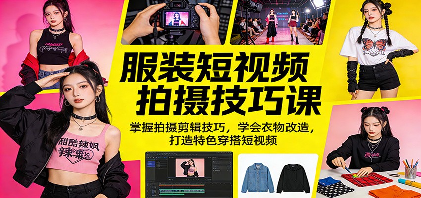 服装短视频拍摄技巧课：掌握拍摄剪辑技巧，学会衣物改造，打造特色穿搭短视频-副业终点站