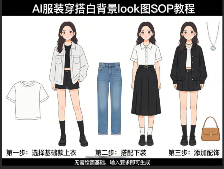 AI服装穿搭白背景look图SOP教程，不用会画画，提几句具体要求，AI就能还你一个奇迹-副业终点站