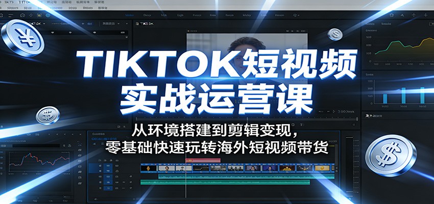 TIKTOK短视频实战运营课：从环境搭建到剪辑变现，零基础快速玩转海外短视频带货-副业终点站
