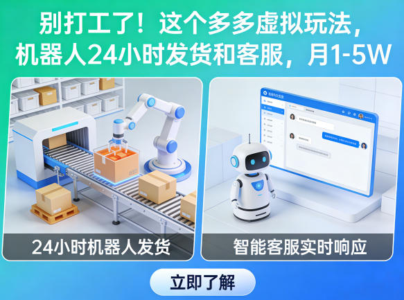 别打工了！这个多多虚拟玩法，机器人24小时发货和客服，月1-5W【揭秘】-副业终点站