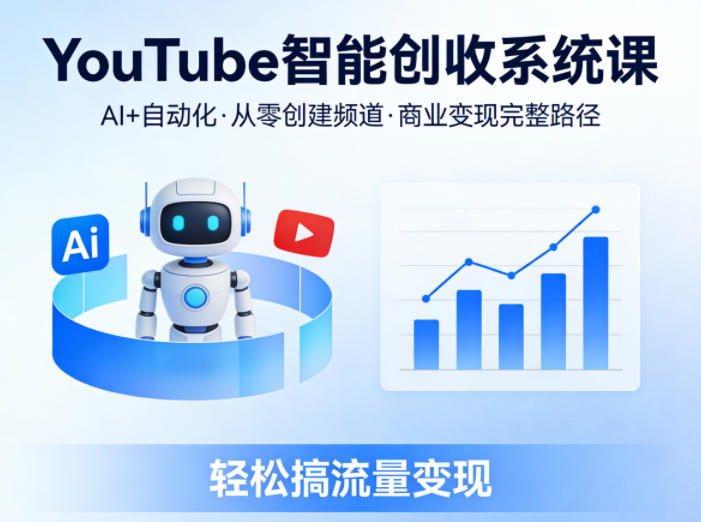YouTube智能创收系统课，AI+自动化，从零创建YouTube频道并实现商业变现的完整路径，轻松搞流量变现-副业终点站