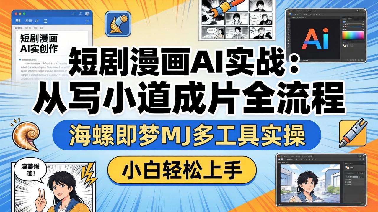 短剧漫画AI实战：从写小说到成片全流程，海螺即梦MJ多工具实操，小白轻松上手-副业终点站