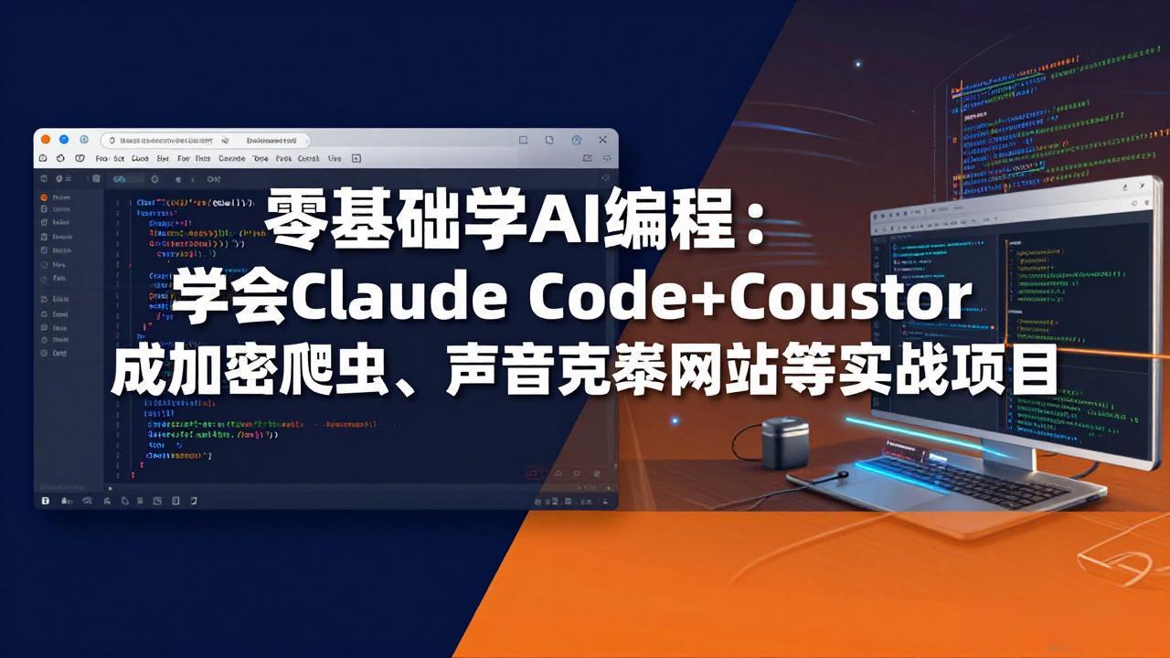零基础学AI编程：学会Claude Code+Cursor完成加密爬虫、声音克隆网站等实战项目-副业终点站