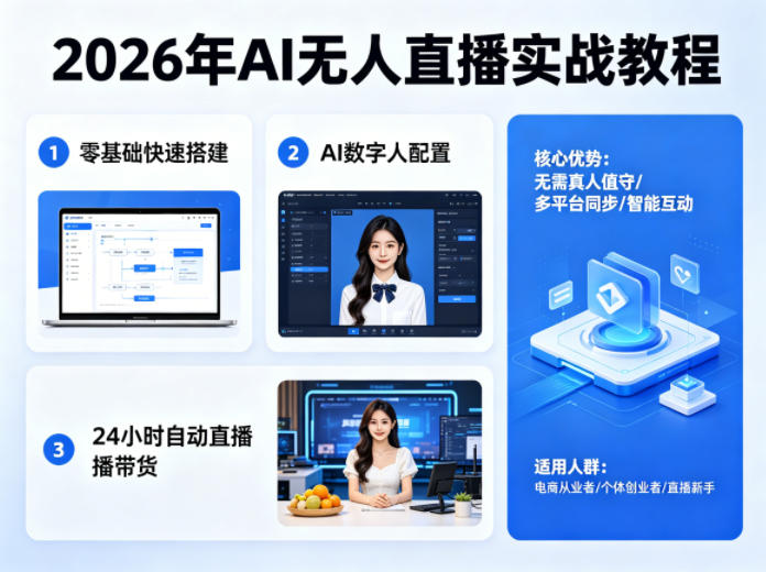 2026年AI无人直播实战教程，零基础也能快速搭建AI数字人无人直播间，实现24小时自动直播带货-副业终点站