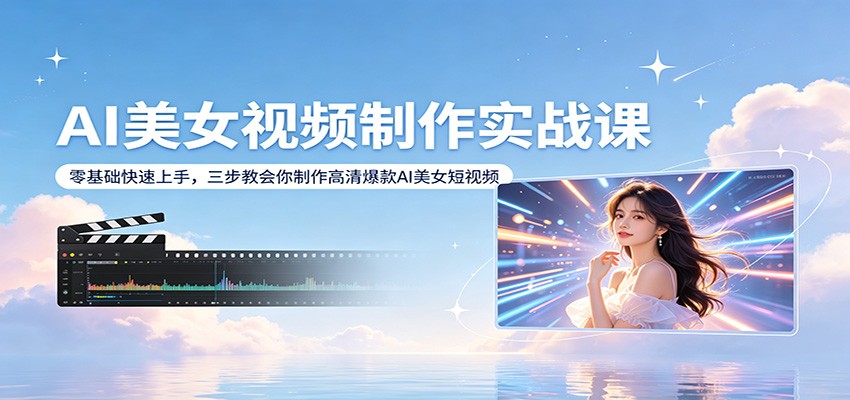 AI美女视频制作实战课：零基础快速上手，三步教会你制作高清爆款AI美女短视频-副业终点站