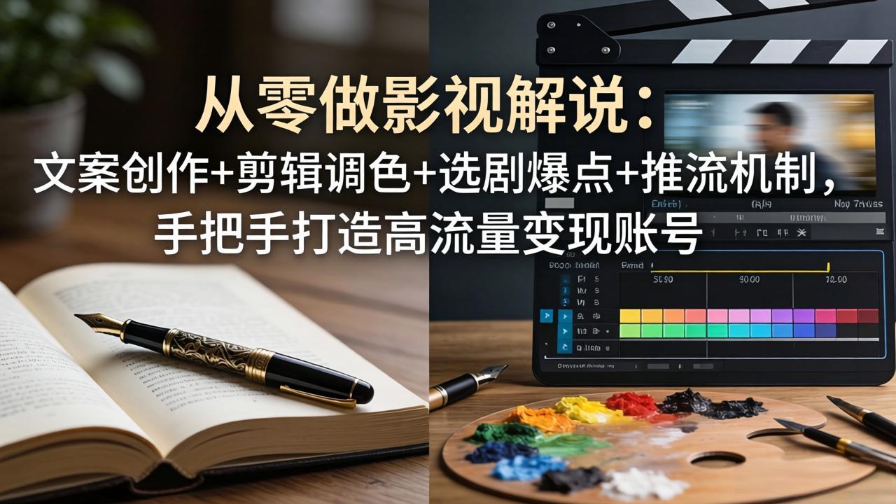 从零做影视解说:文案创作+剪辑调色+选剧爆点+推流机制,手把手打造高流量变现账号-副业终点站