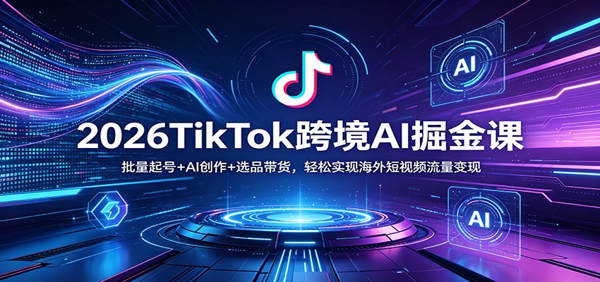 2026TikTok跨境AI掘金课：批量起号+AI创作+选品带货，轻松实现海外短视频流量变现-副业终点站