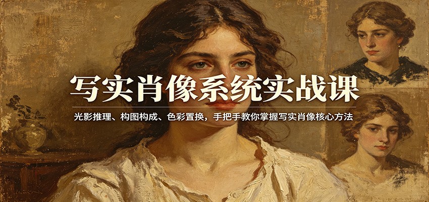 写实肖像系统实战课：光影推理、构图构成、色彩置换，手把手教你掌握写实肖像核心方法-副业终点站