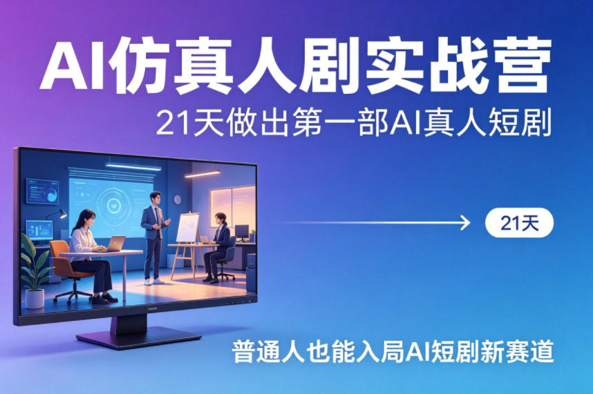 AI仿真人剧实战营，21天做出第一部AI真人短剧，普通人也能入局AI短剧新赛道-副业终点站