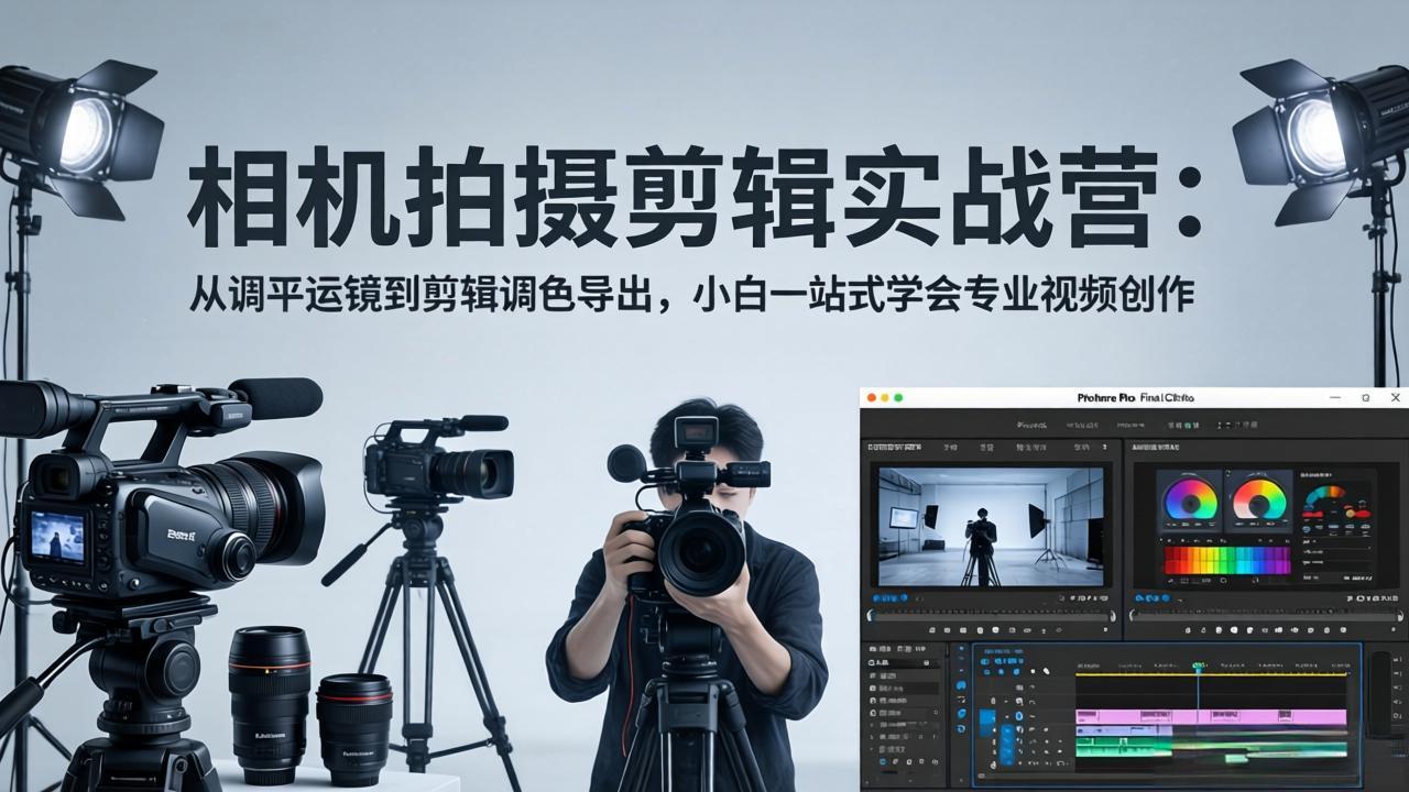 相机拍摄剪辑实战营：从调平运镜到剪辑调色导出，小白一站式学会专业视频创作-副业终点站