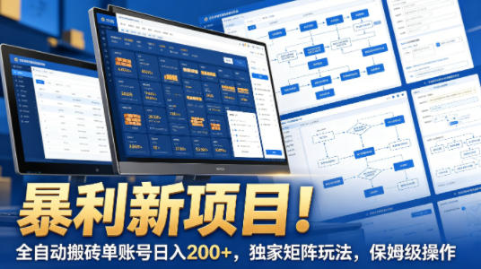 暴利新项目！全自动搬砖单账号日入200+，独家矩阵玩法，保姆级操作【揭秘】-副业终点站