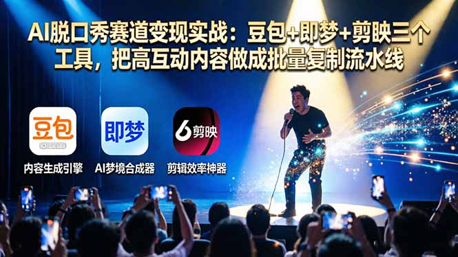 AI脱口秀赛道变现实战：豆包+即梦+剪映三个工具，把高互动内容做成批量复制流水线-副业终点站