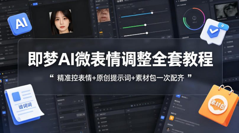 即梦AI微表情调整全套教程，精准控表情+原创提示词+素材包一次配齐-副业终点站