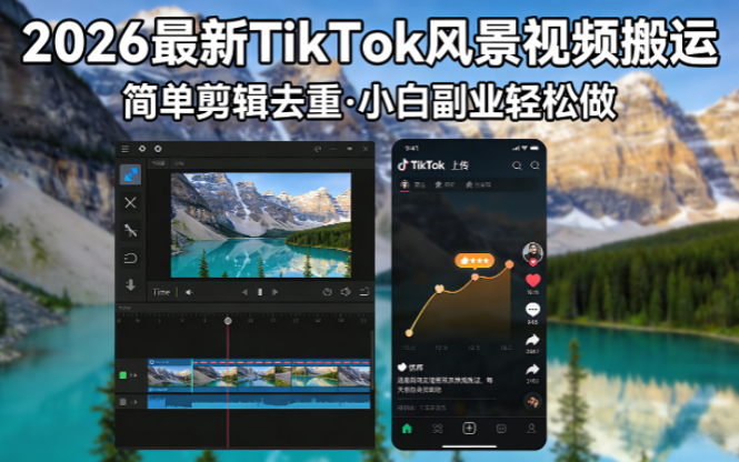 2026最新TikTok风景视频搬运简单剪辑去重小白副业月入 8000-副业终点站