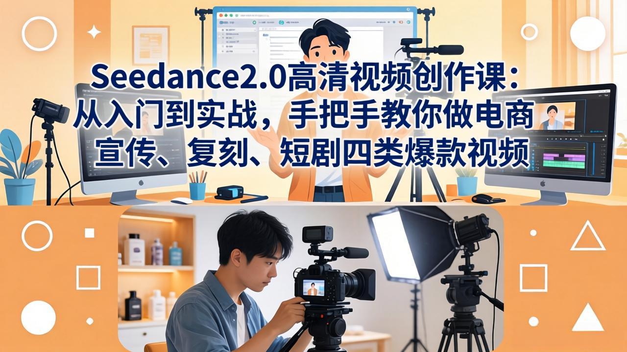 Seedance2.0高清视频创作课：从入门到实战，手把手教你做电商、宣传、复刻、短剧四类爆款视频-副业终点站