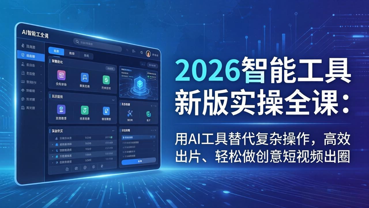 2026智能工具新版实操全课：用AI工具替代复杂操作，高效出片、轻松做创意短视频出圈-副业终点站