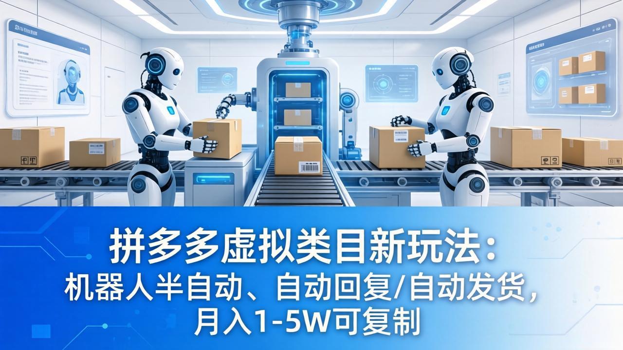 拼多多虚拟类目新玩法：机器人半自动、自动回复 /自动发货，月入 1-5W 可复制-副业终点站