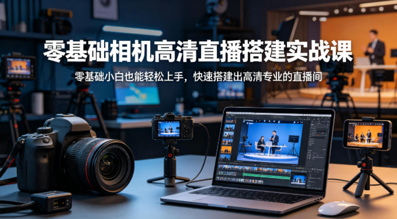 零基础相机高清直播间搭建实战课，小白也能轻松上手，快速搭建出高清专业的直播间-副业终点站