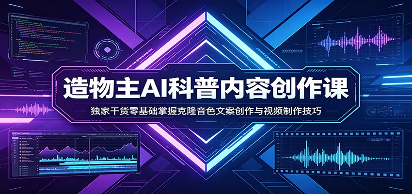 AI科普内容创作课：独家干货零基础掌握克隆音色文案创作与视频制作技巧-副业终点站