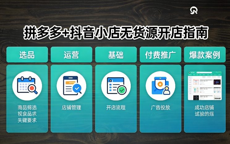拼多多+抖音小店无货源开店，包括：选品、运营、基础、付费推广、爆款案例等(更新26年4月)-副业终点站
