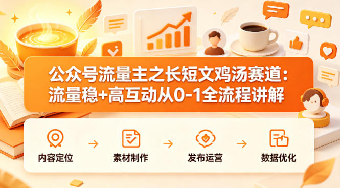 公众号流量主之长短文鸡汤赛道，流量稳+高互动，从0-1全流程讲解-副业终点站