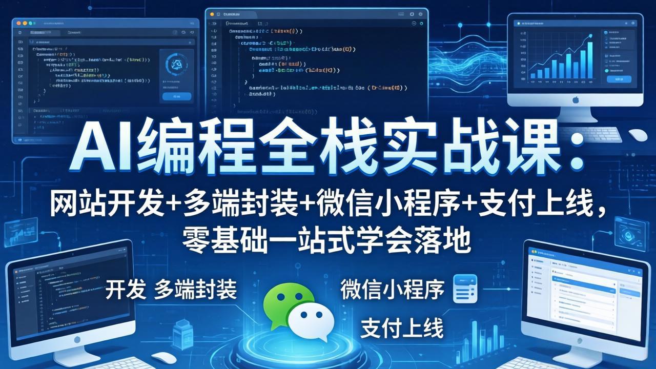 AI编程全栈实战课：网站开发+多端封装+微信小程序+支付上线，零基础一站式学会落地-副业终点站