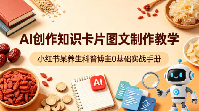 AI创作知识卡片图文制作教学，小红书某养生科普博主0基础实战手册-副业终点站