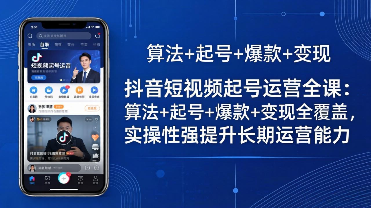 抖音短视频起号运营全课：算法+起号+爆款+变现全覆盖，实操性强提升长期运营能力-副业终点站